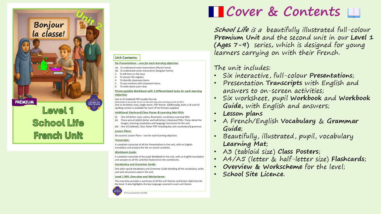 Ages 7-9: School Premium French Unit - School Life - Image 2