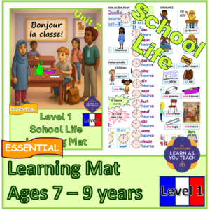 Ages 7-9 French Learning Mat - School Life