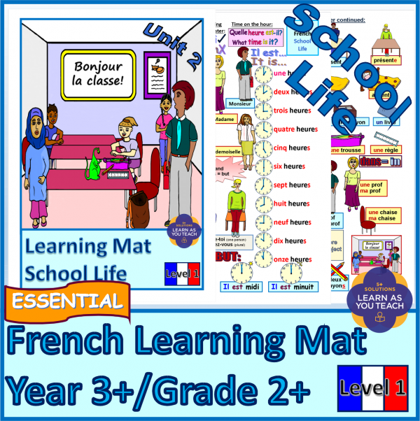 Essential French Learning Mat - School Life (Level 1)
