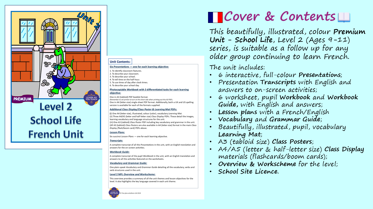 AGES 9-11: FRENCH PREMIUM UNIT - SCHOOL LIFE - Image 2