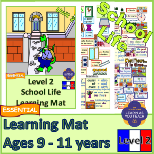 Ages 9-11: French Learning Mat - School Life