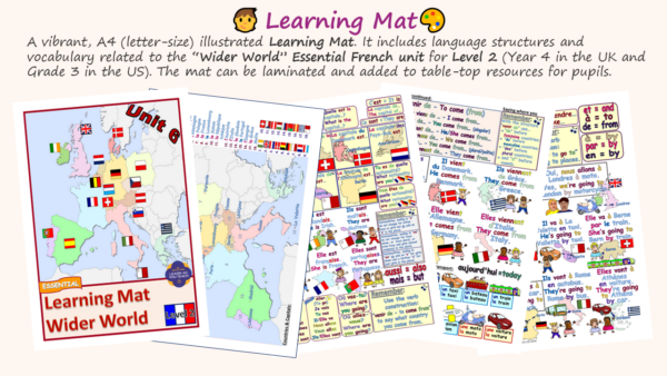 KS2 FRENCH: YEAR 4 LEARNING MAT - WIDER WORLD - Image 3