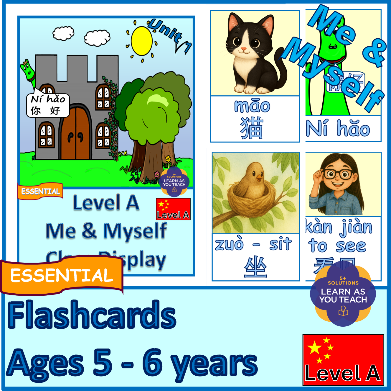 Ages 5-6: Mandarin Flashcards - Me and Myself