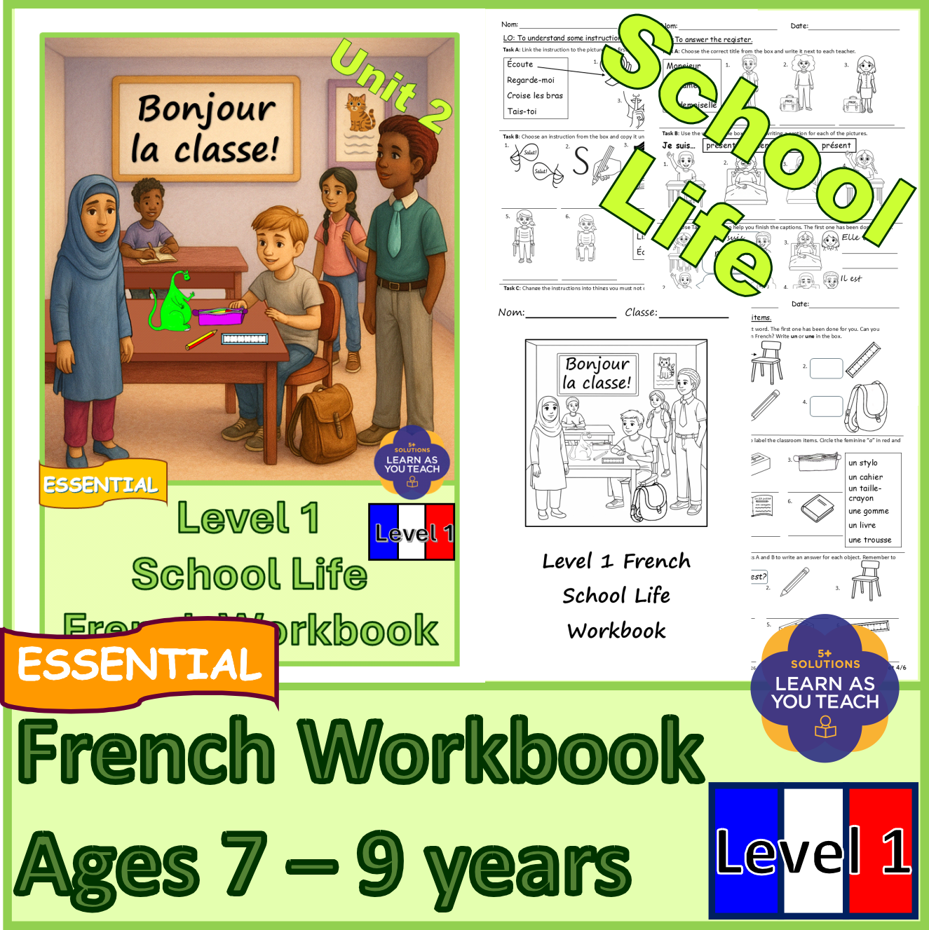 Ages 7-9: French Workbook- School Life