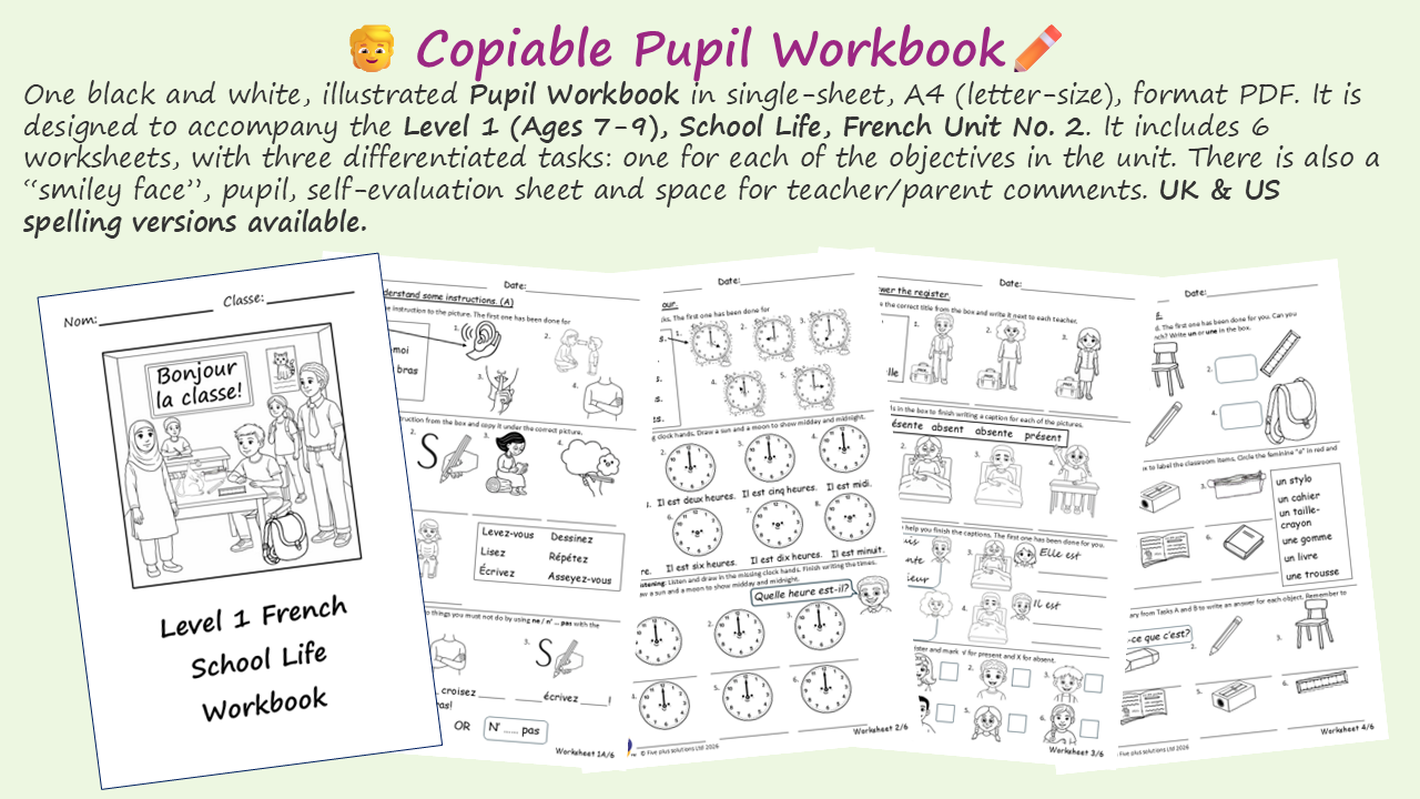 Ages 7-9: French Workbook- School Life - Image 3
