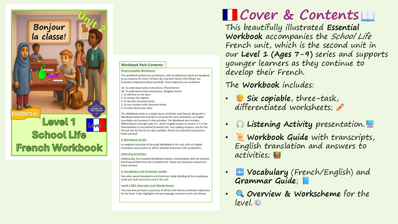 Ages 7-9: French Workbook- School Life - Image 2