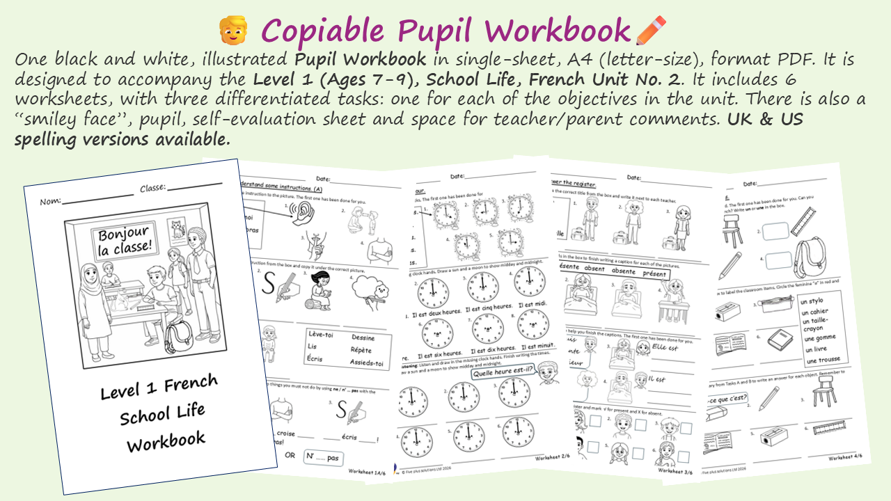 Ages 7-9: French Workbook- School Life - Image 3