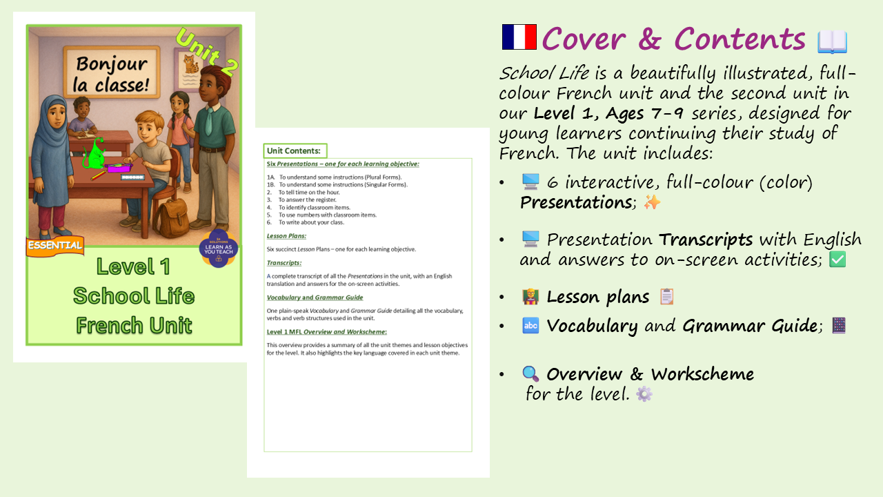 Ages 7-9: French Unit - School Life - Image 2
